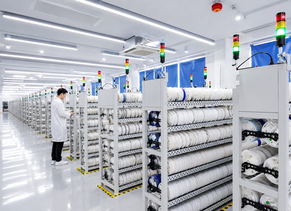 Electronic components warehouse shown on the Haiben official website